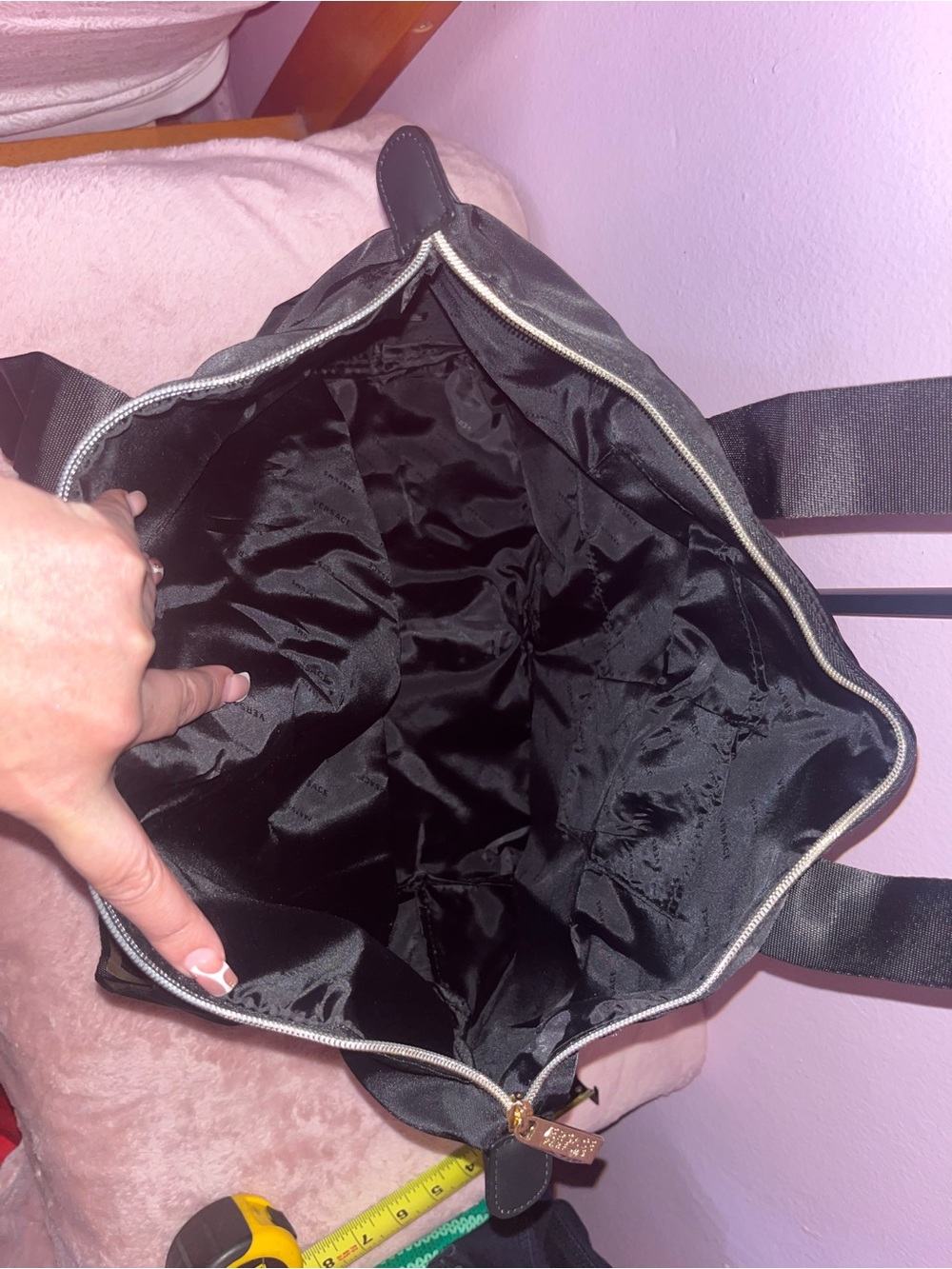 Versace Perfums Black Tote with Gold Greek Key Straps - Picture 2 of 4